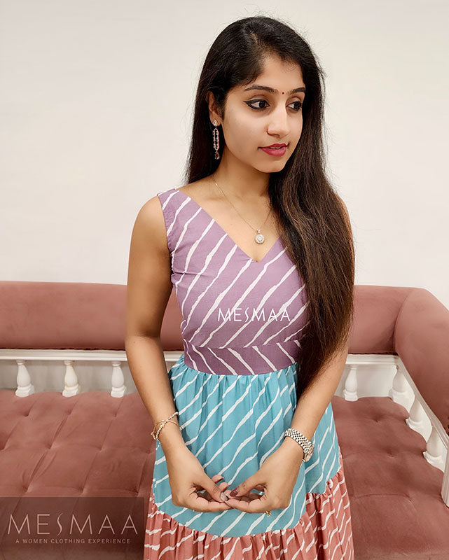 Multi-coloured striped dress