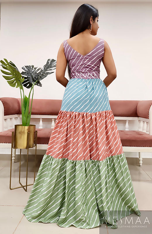 Multi-coloured striped dress