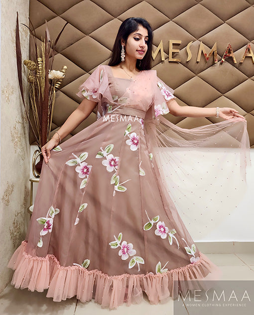 Dusty pink floral gown