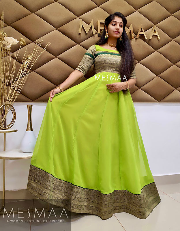 Bright green bottle green gown