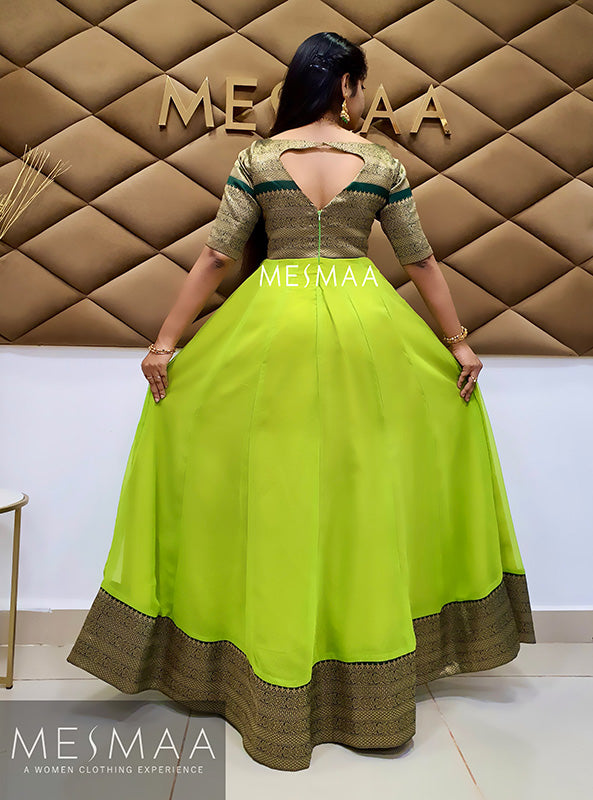 Bright green bottle green gown