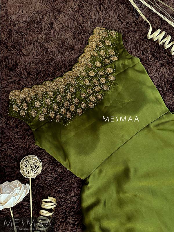 Olive green handworked gown