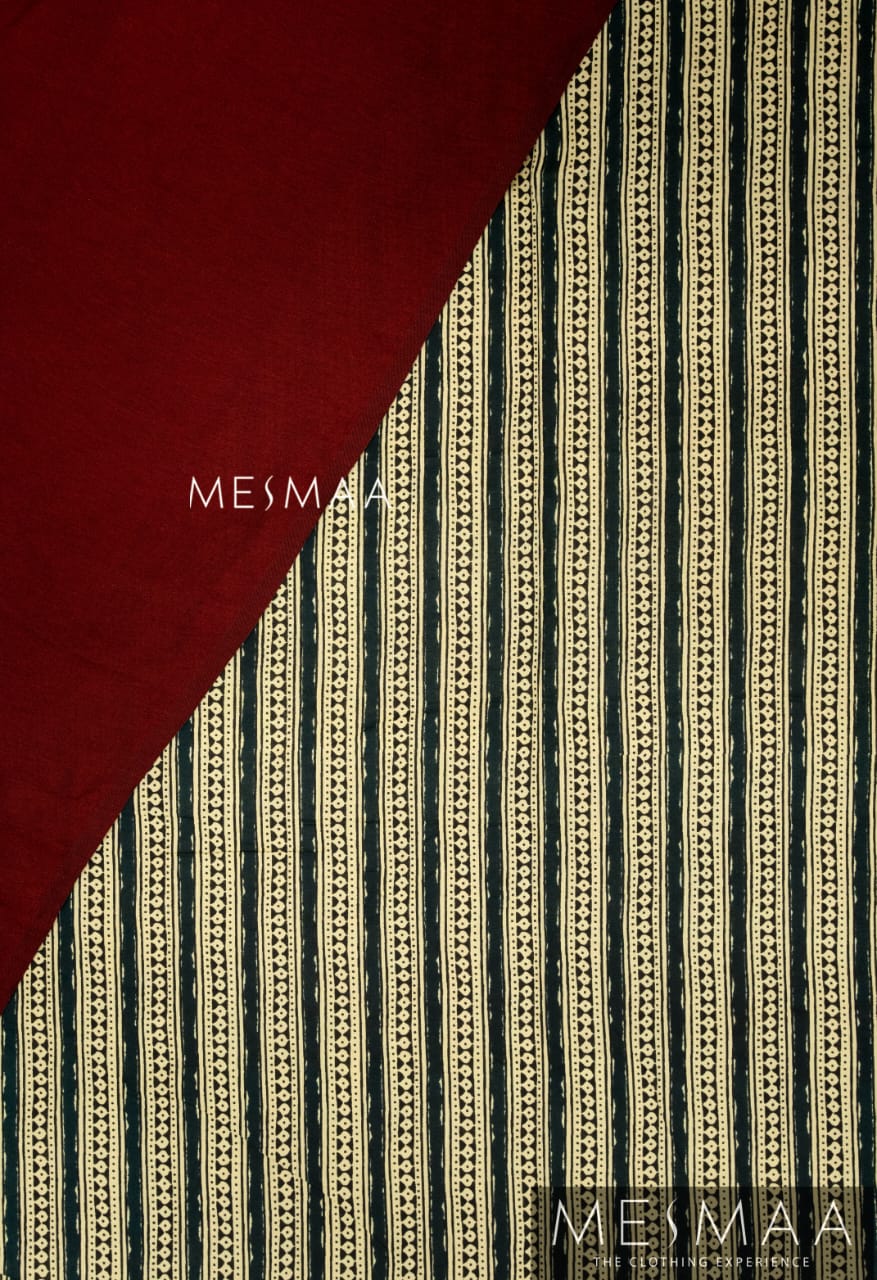 Greyish green dark red anarkali