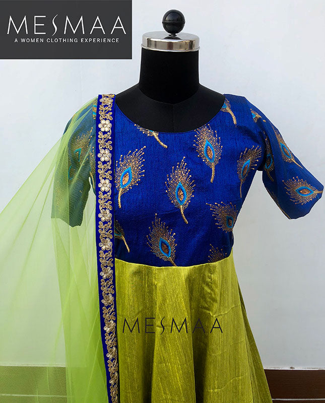 Royal blue green anarkali