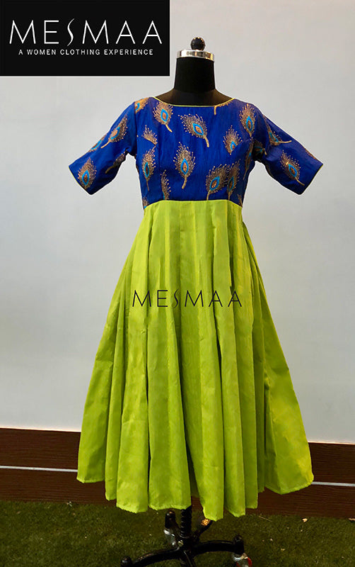 Royal blue green anarkali