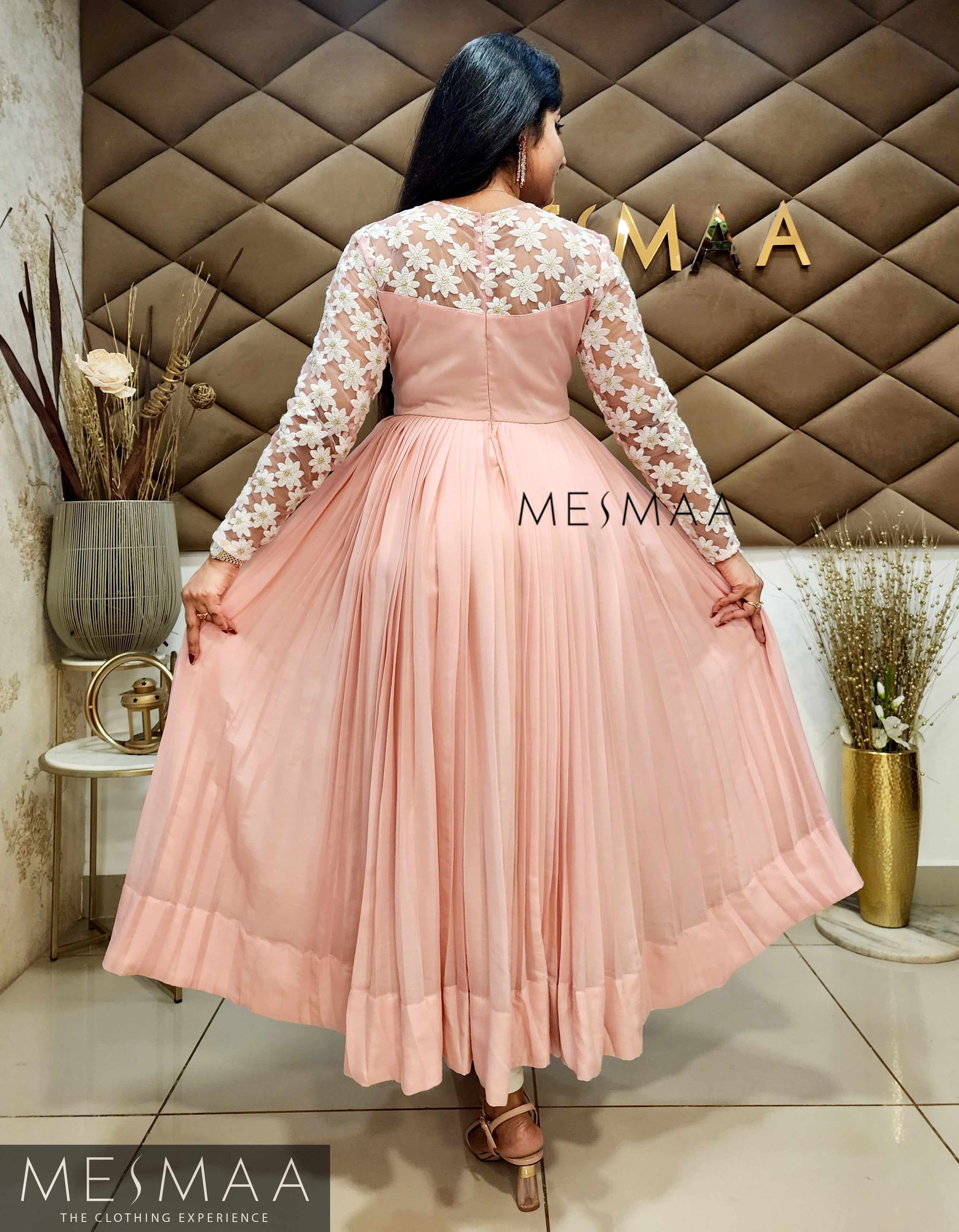Blush pink white anarkali