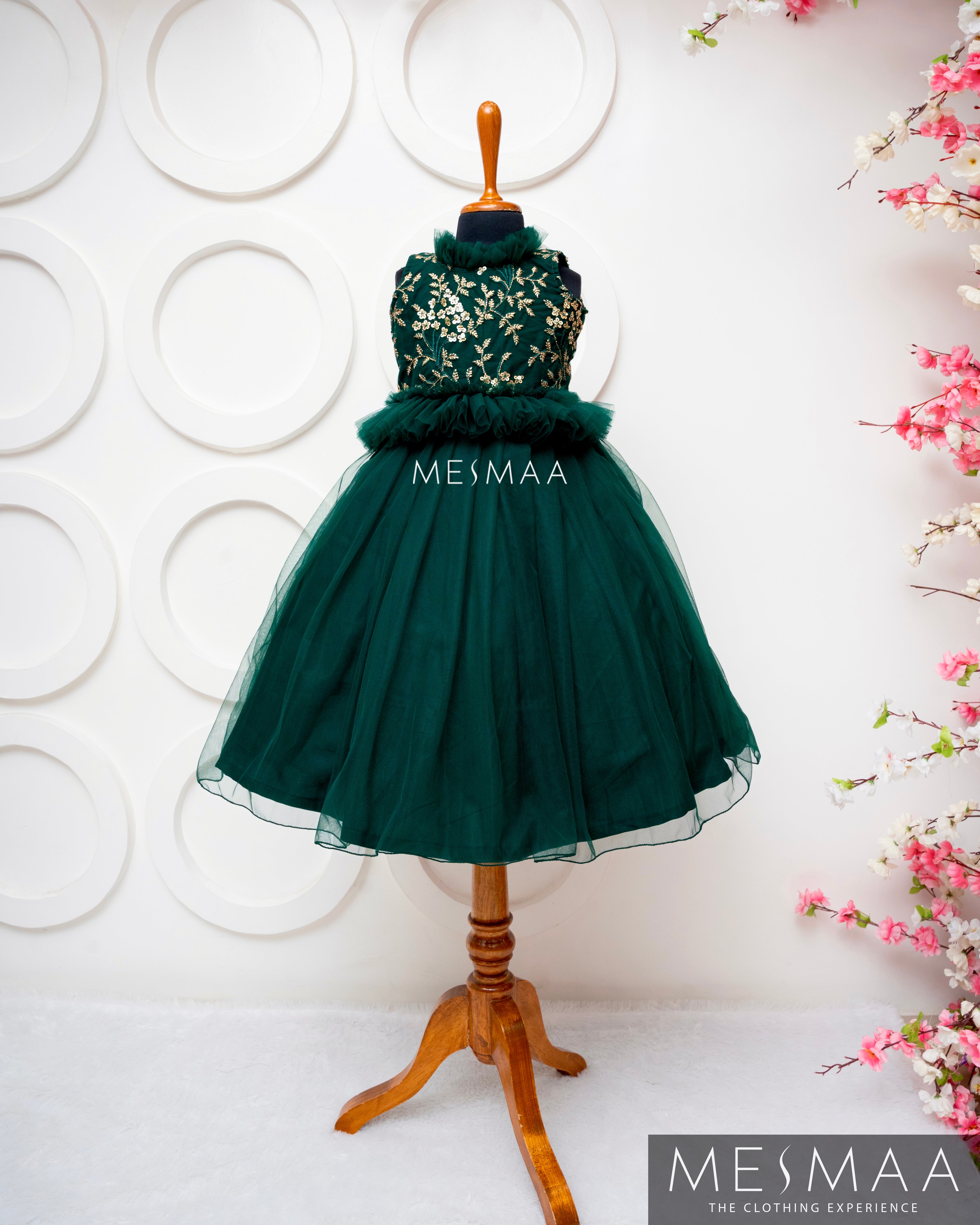 Bottle Green Kids Gown