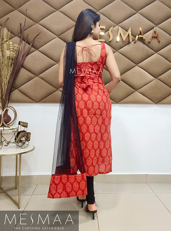 Rust mirror worked Kurti