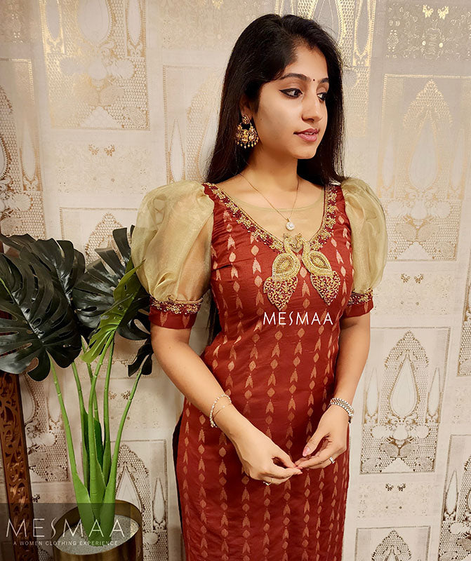 Maroon hand worked Kurti