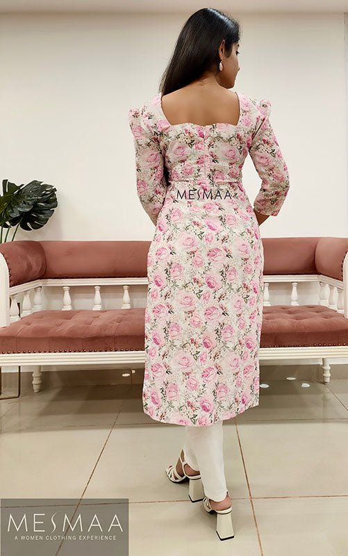 White pink floral Kurti