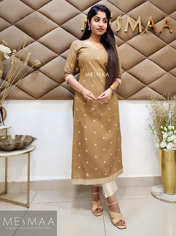 Beige dots Kurti