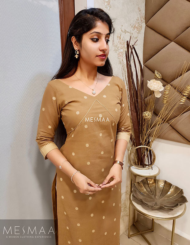 Beige dots Kurti