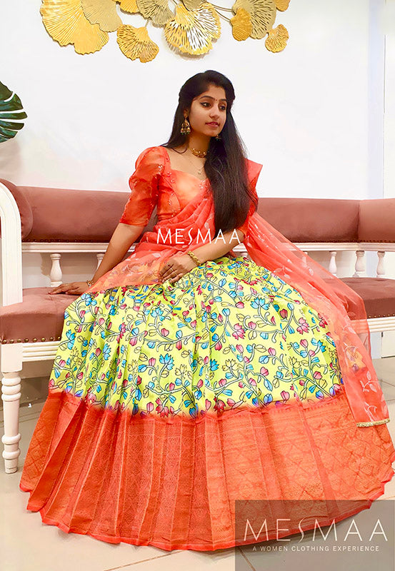 Lemon coral lehenga