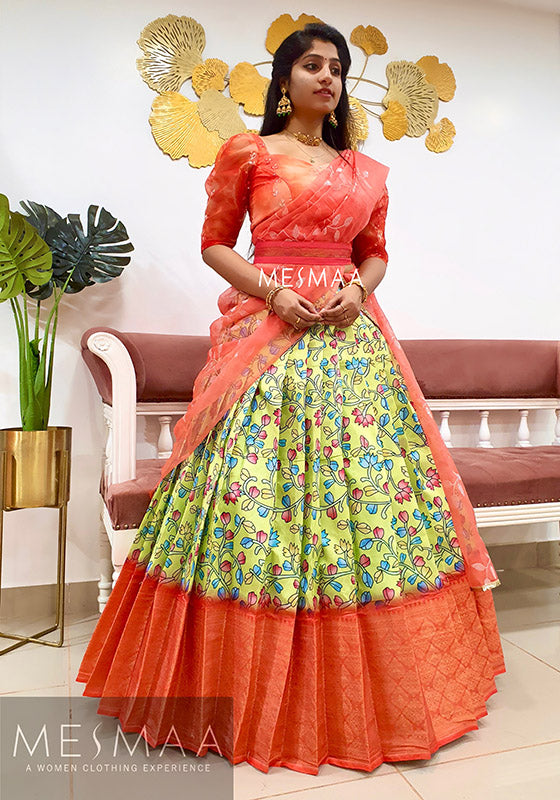 Lemon coral lehenga