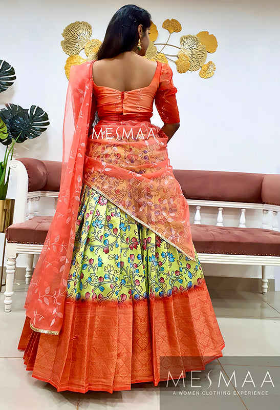 Lemon coral lehenga
