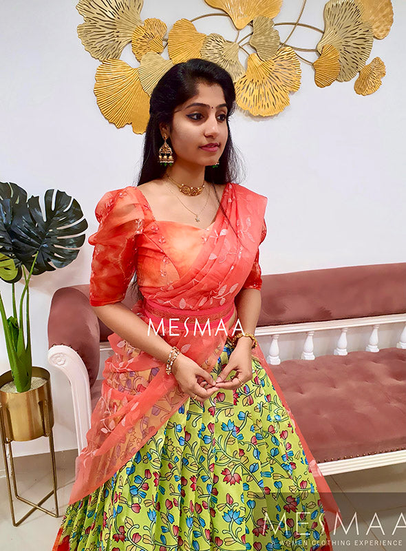 Lemon coral lehenga
