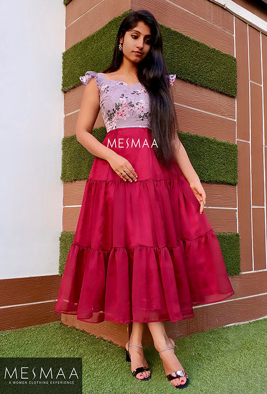 Dusty rose maroon dress