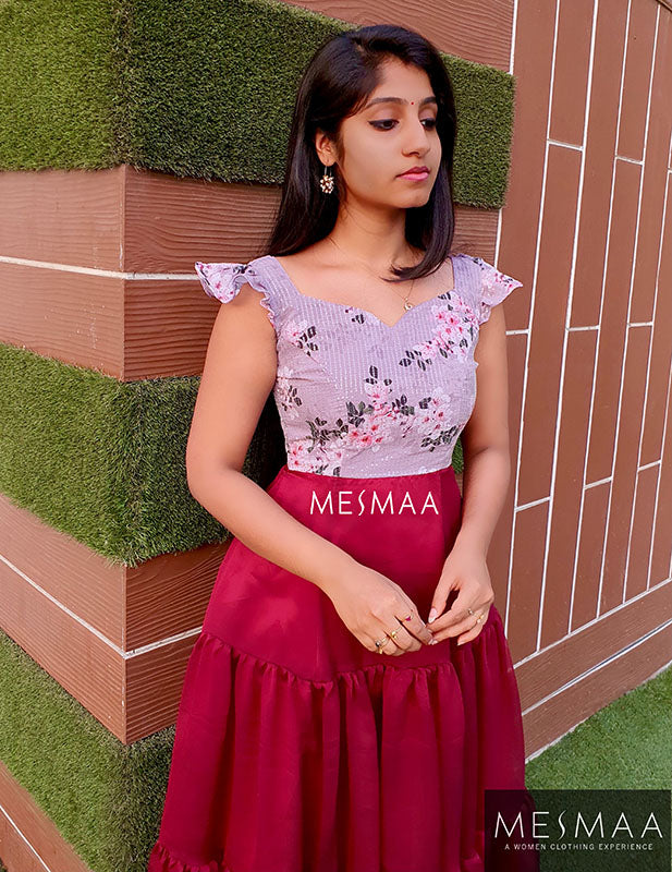 Dusty rose maroon dress