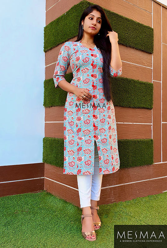 Blue coral Kurti