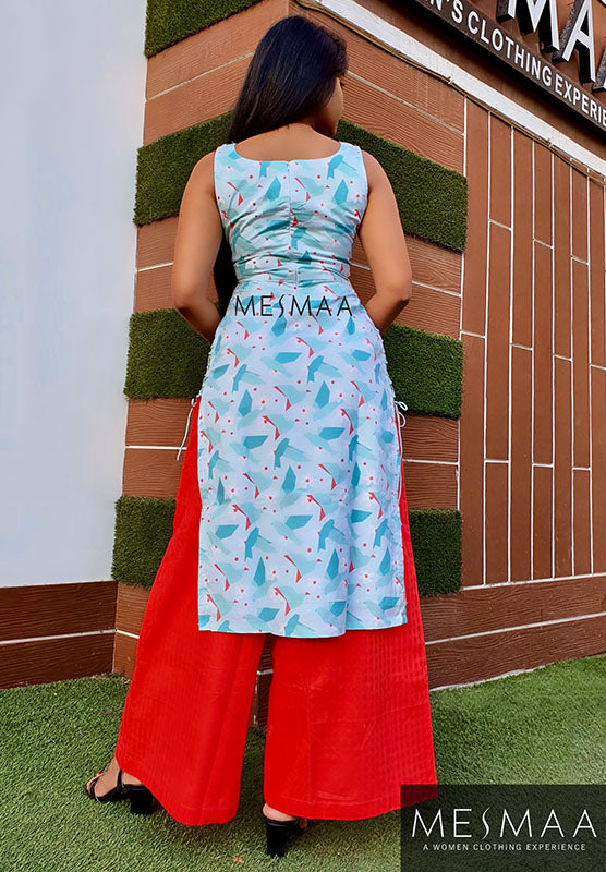 Blue - coral Kurti