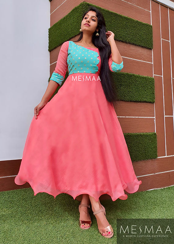 Blue coral anarkali