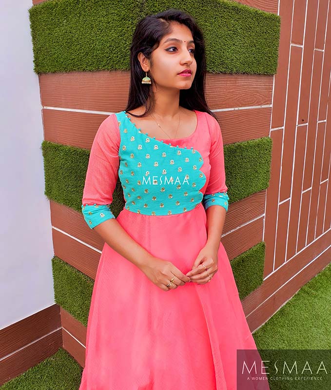 Blue coral anarkali