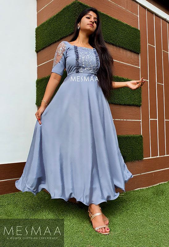 Grey pink georgette dress