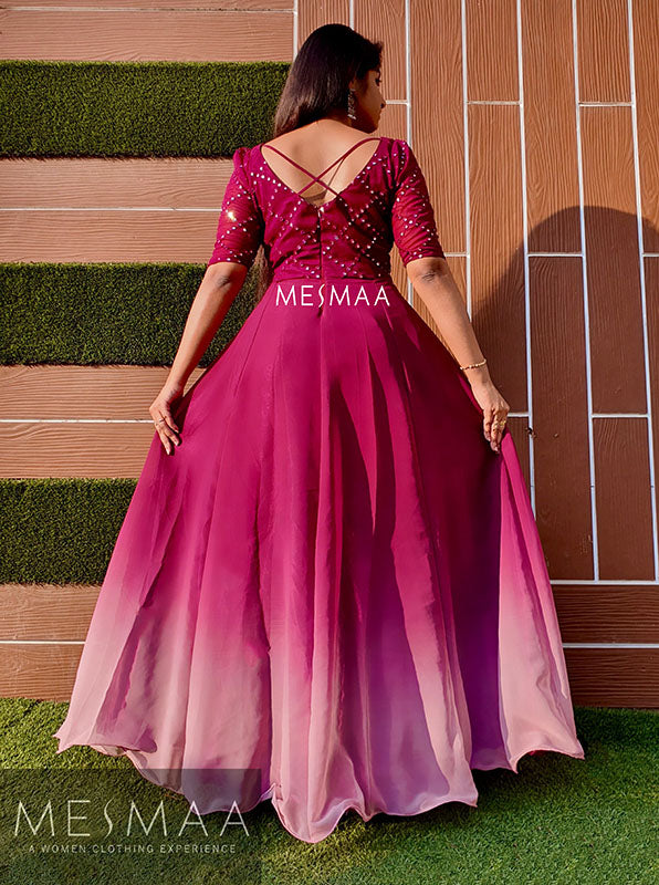 Vine peach ombré gown