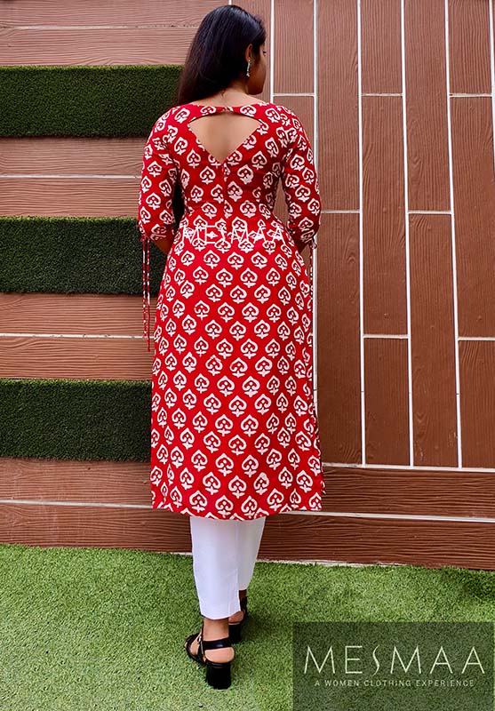 Deep red batiq kurti