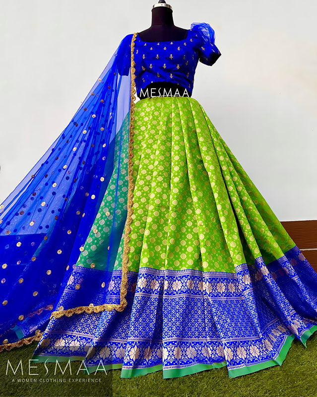 Royal blue green lehenga