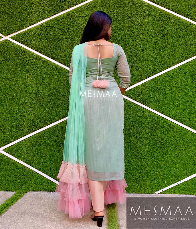 Mint green pink kurti