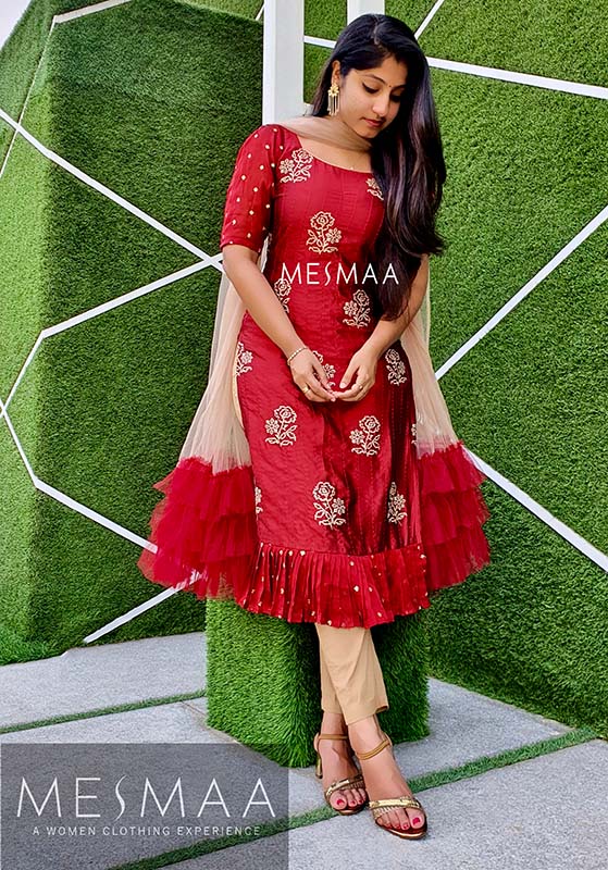 Maroon beige kurti