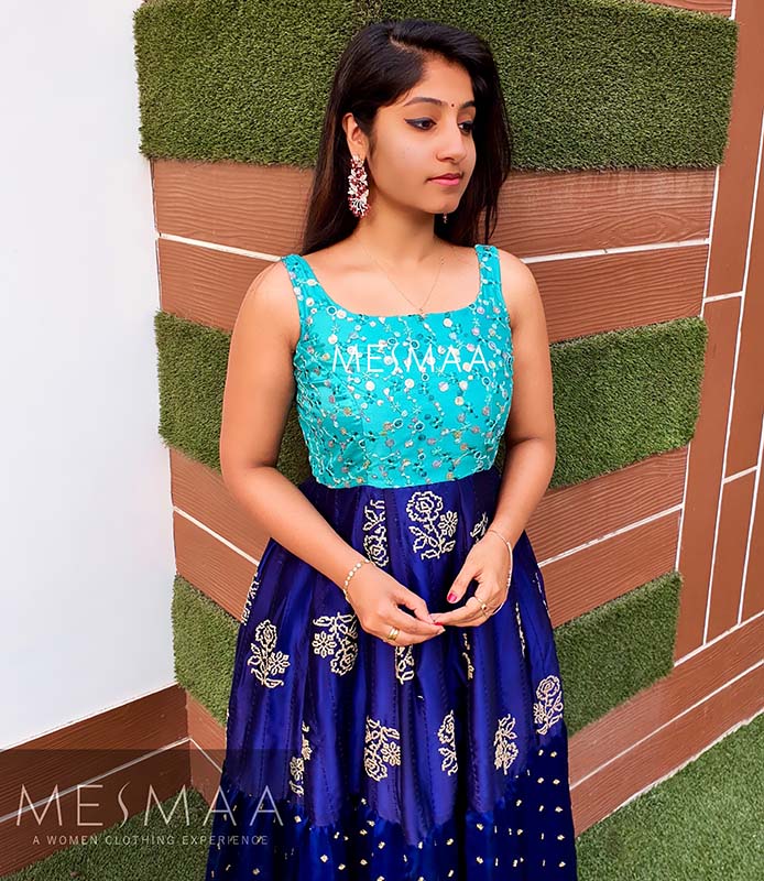 Royal blue and aqua blue gown