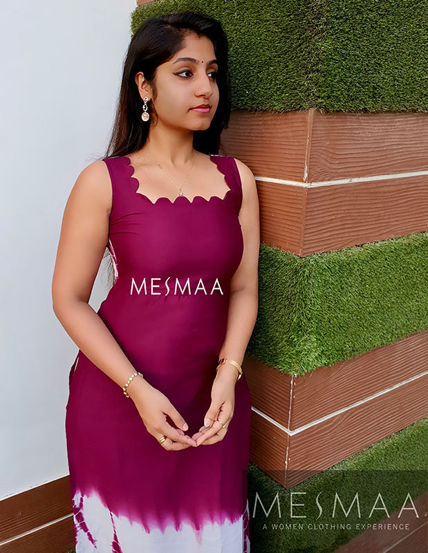 Vine white Shibori Kurti