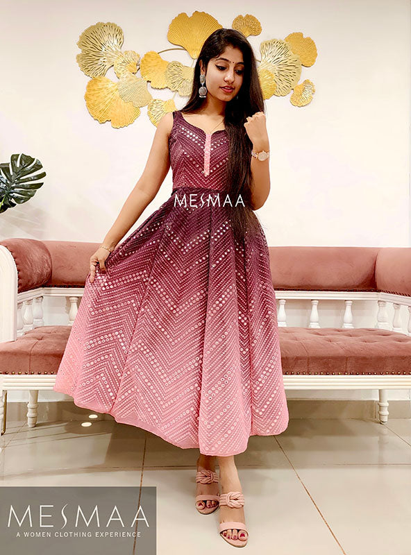 Pink maroon ombré dress