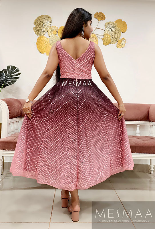 Pink maroon ombré dress