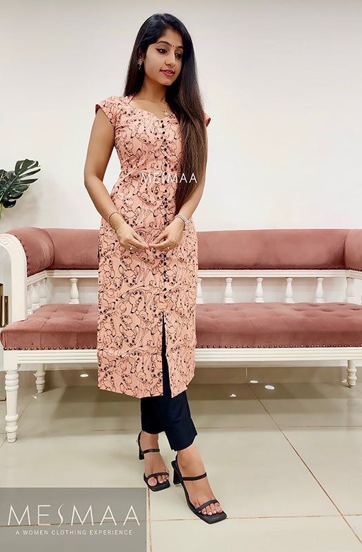 Peach black fawn Kurti.