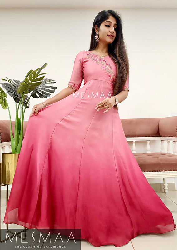 Dark pink - light pink ombré gown