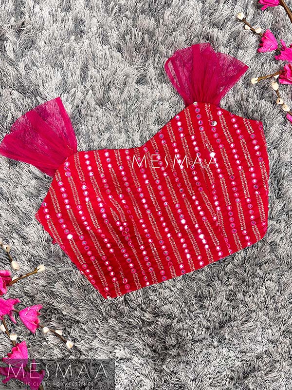 Rani pink mirror worked crop top