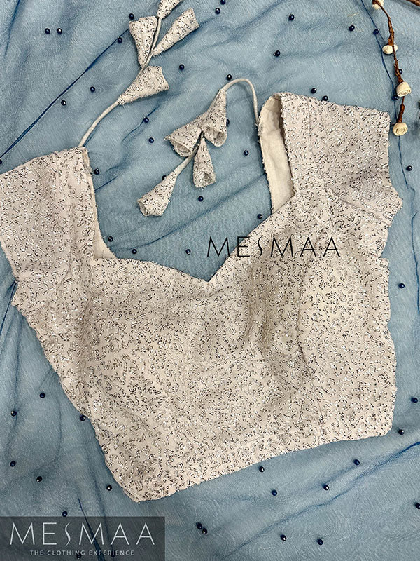 White Silver sequin blouse