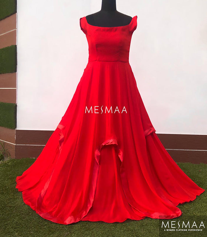 Red layered gown