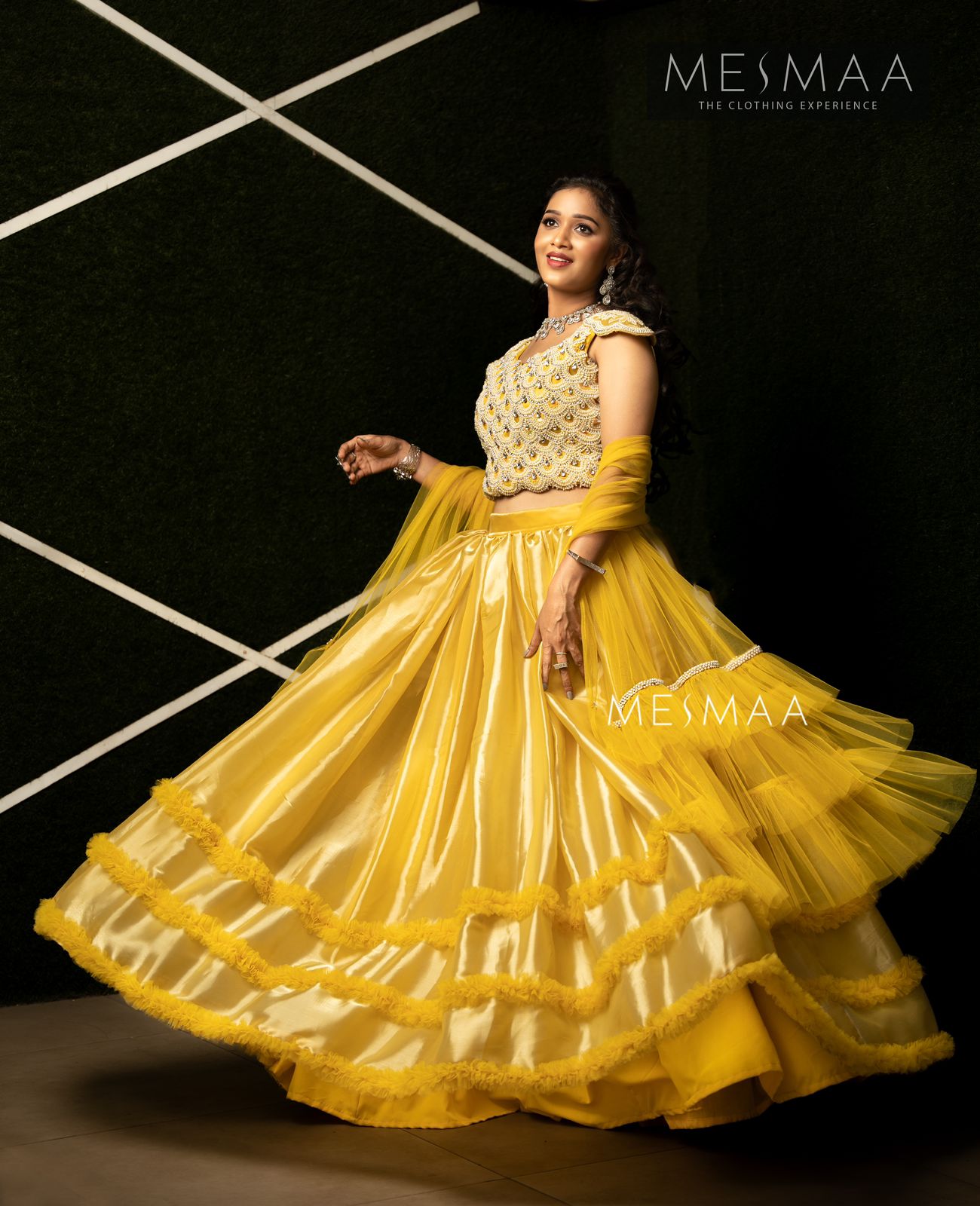 Sunlit Pearls ruffles lehenga.