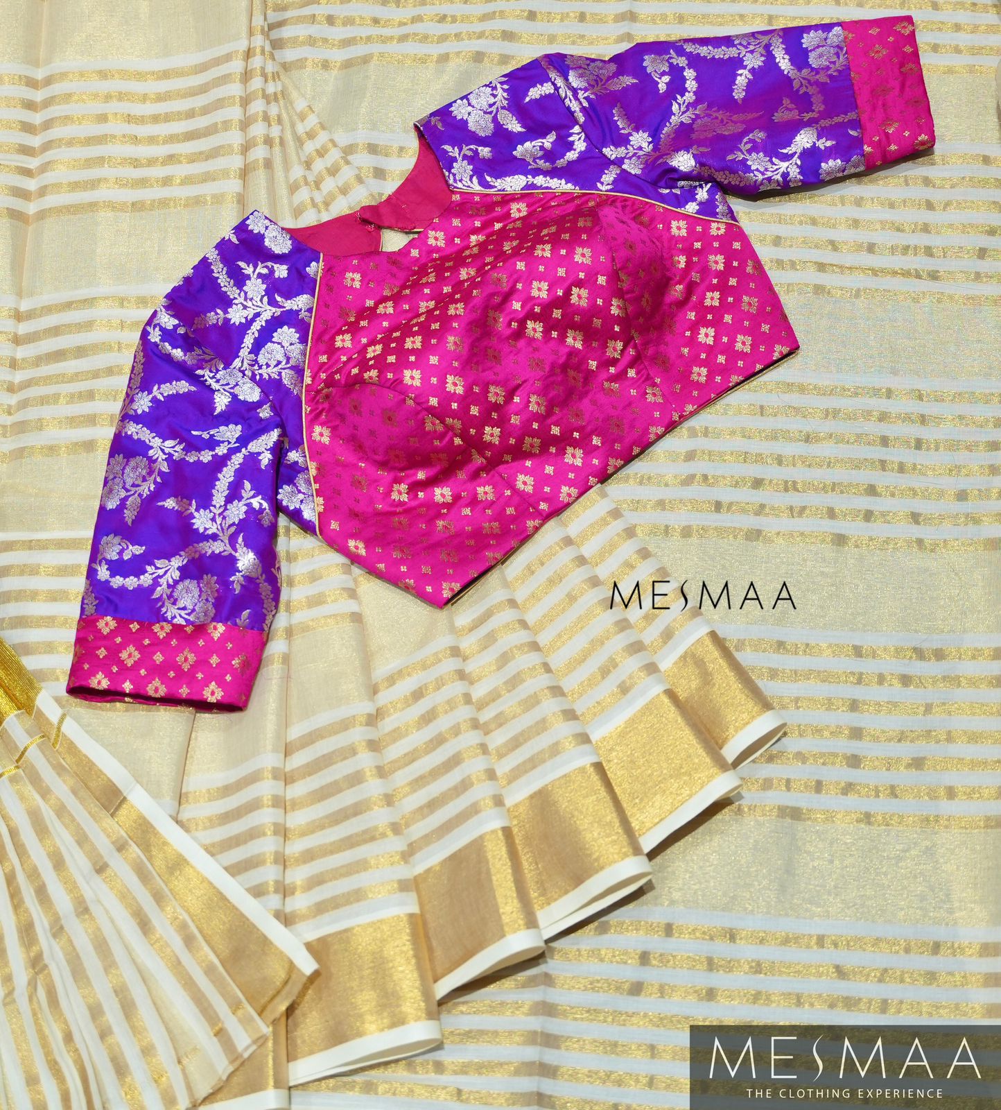 Pink purple silk blouse.