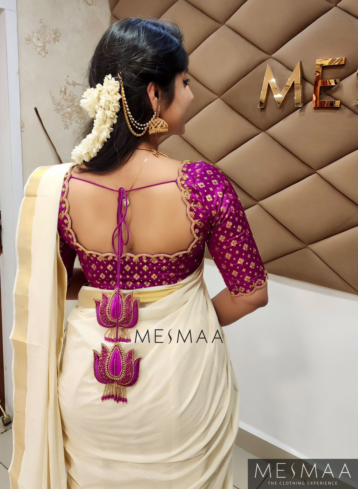 Purple banaras silk blouse.