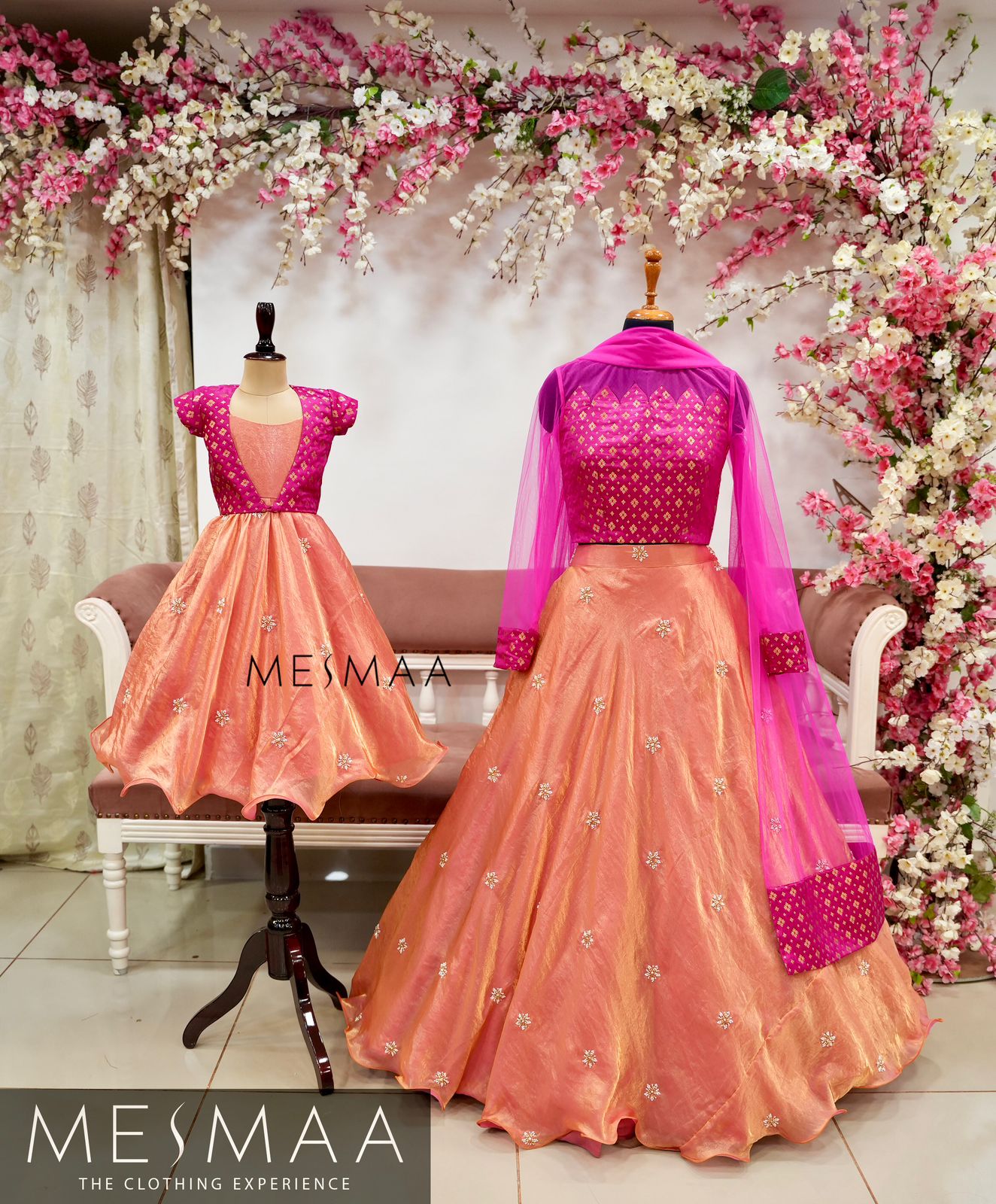 Rani pink peach kids gown.