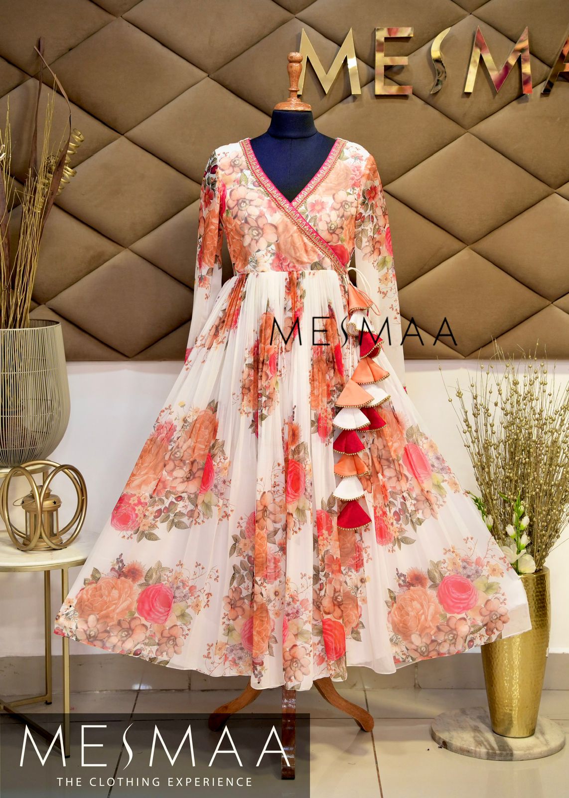 White floral anarkali.