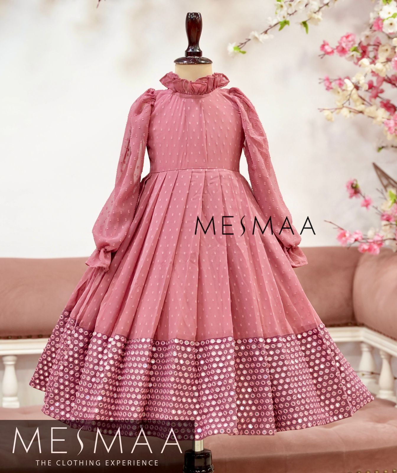 Flamingo pink mirror kids gown