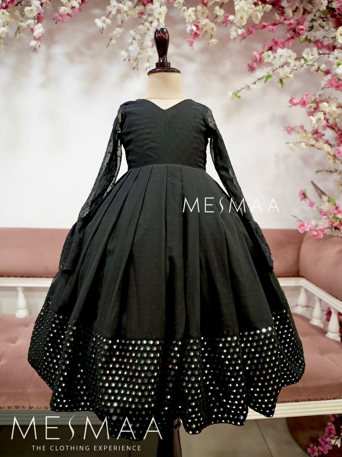 Black bling mirror kids gown