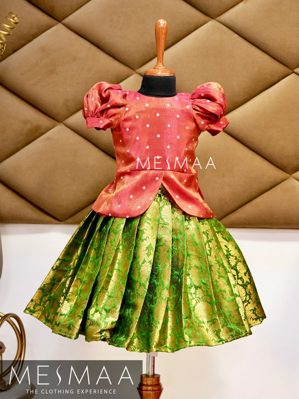 Leaf green coral peplum lehenga set