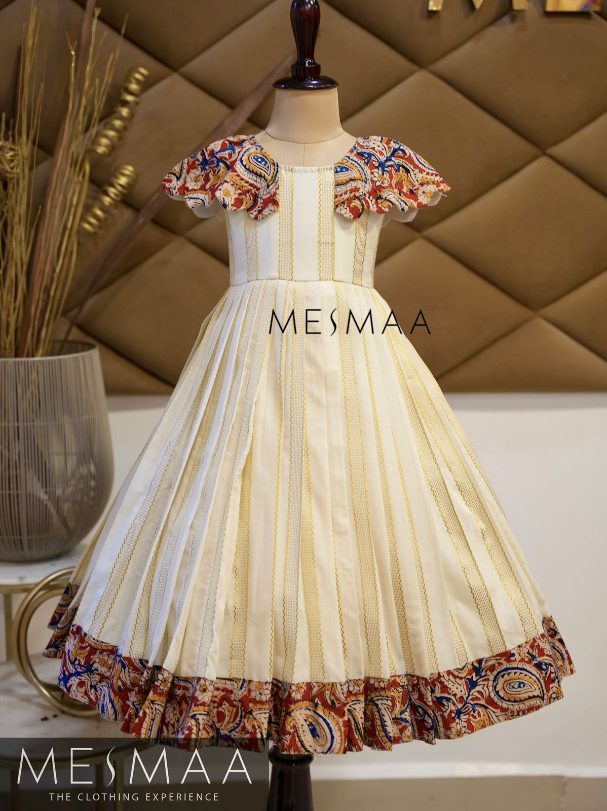 Red kalamkari Kerala type kids gown